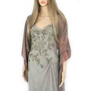 Tan Color Silk Formal Evening Dress